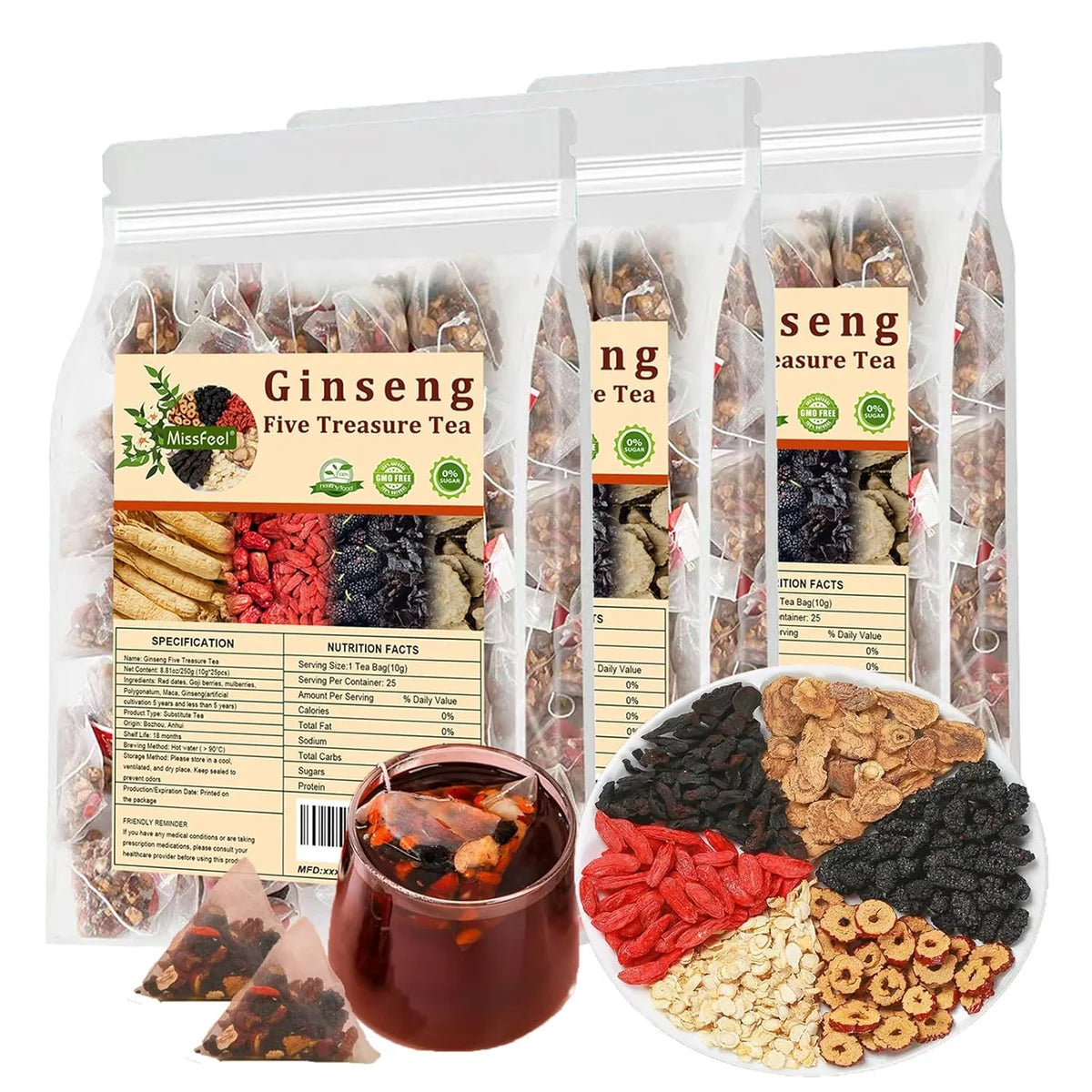 Ginseng Five Treasure Herbal Tea – Premium Natural Wellness Blend